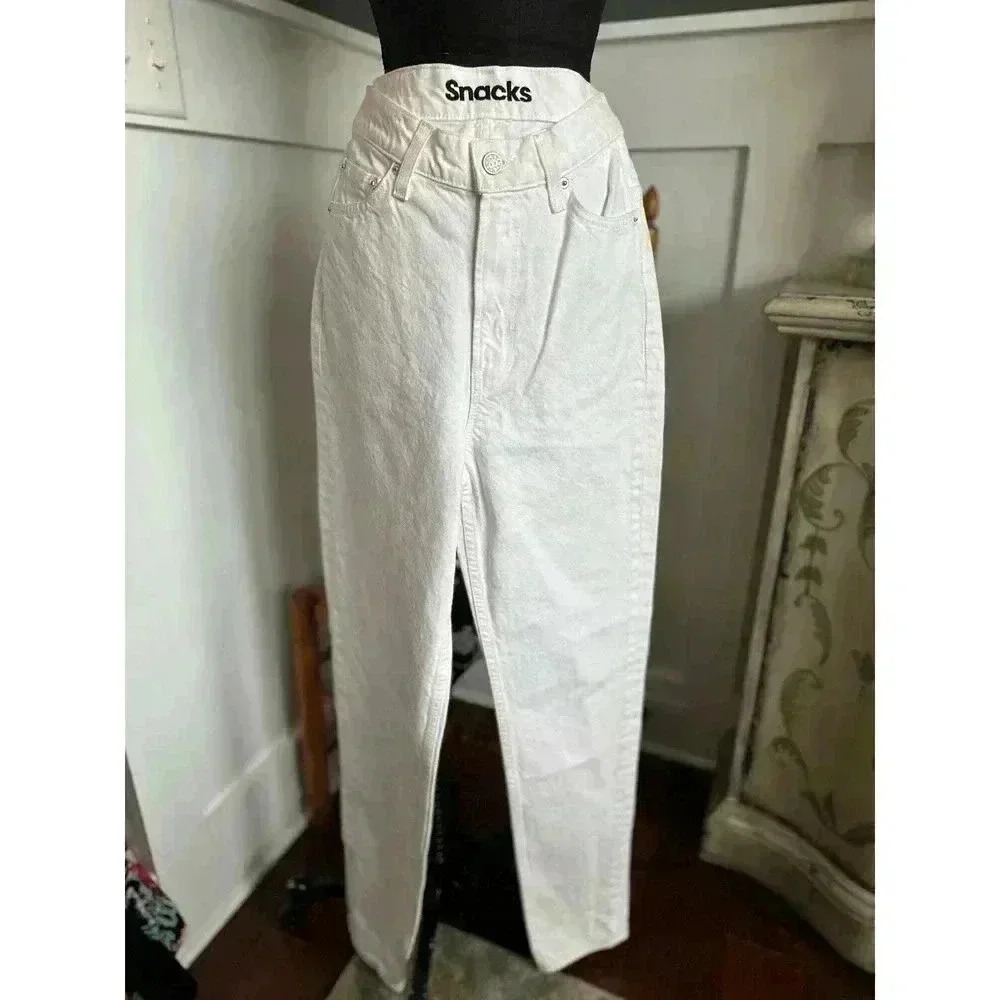 Mother SNACKS! HIGH WAISTED TWIZZY SKIMP STICKY RICE Straight Leg Jeans NWOT - Picture 2 of 8